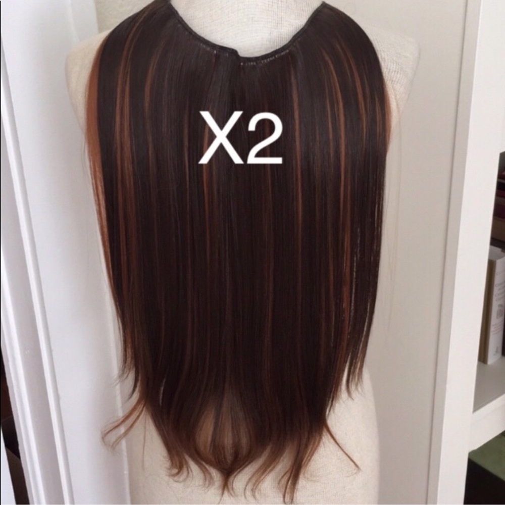 Hidden Halo Extension Straight Brown & Copper 18”